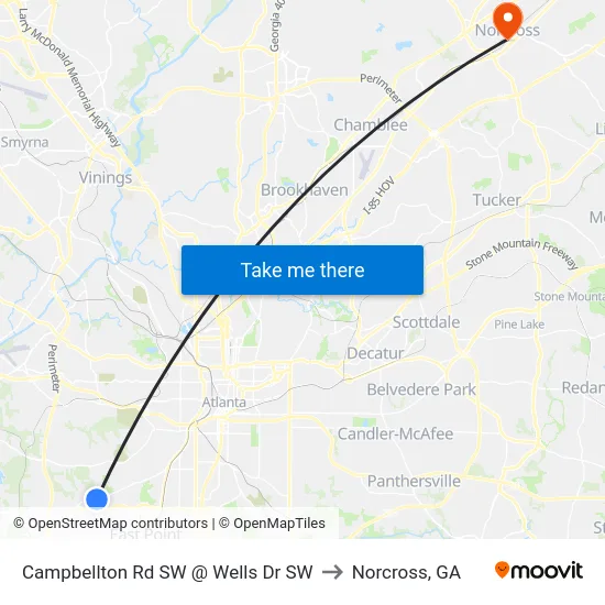Campbellton Rd SW @ Wells Dr SW to Norcross, GA map