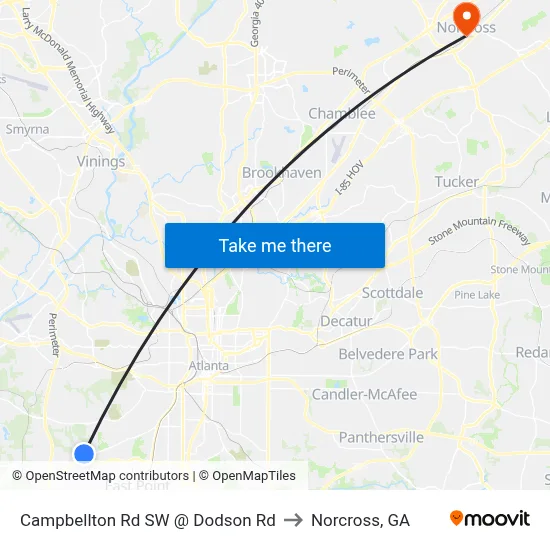 Campbellton Rd SW @ Dodson Rd to Norcross, GA map