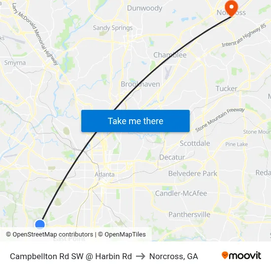 Campbellton Rd SW @ Harbin Rd to Norcross, GA map