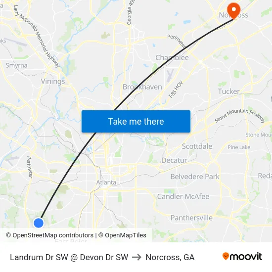 Landrum Dr SW @ Devon Dr SW to Norcross, GA map