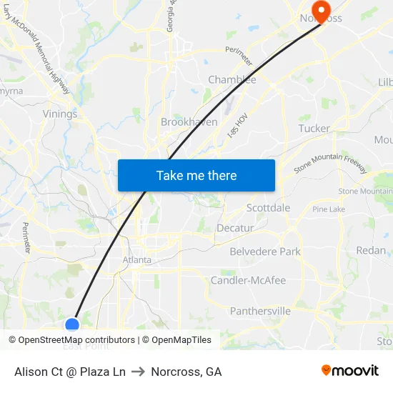 Alison Ct @ Plaza Ln to Norcross, GA map