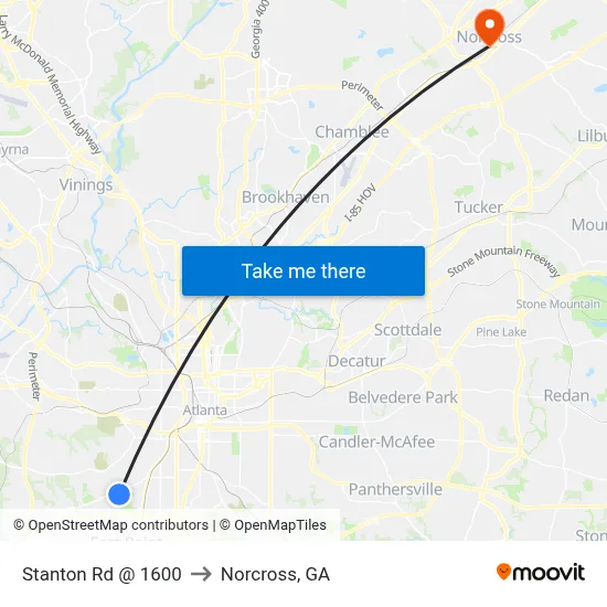 Stanton Rd @ 1600 to Norcross, GA map