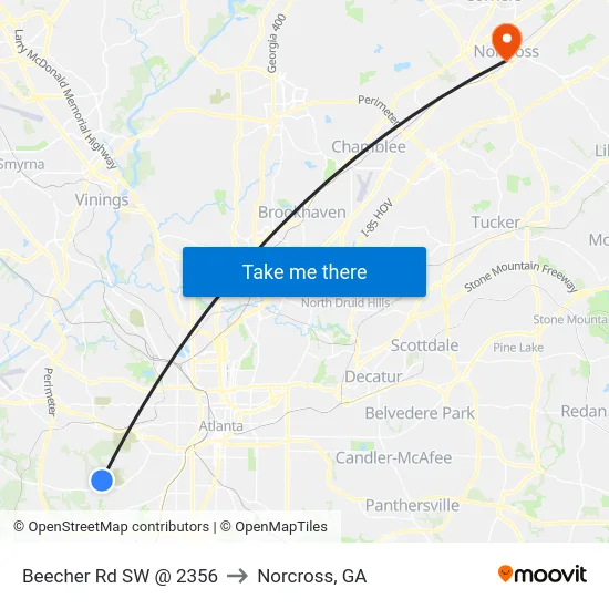 Beecher Rd SW @ 2356 to Norcross, GA map