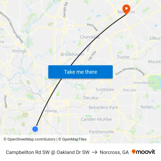 Campbellton Rd SW @ Oakland Dr SW to Norcross, GA map