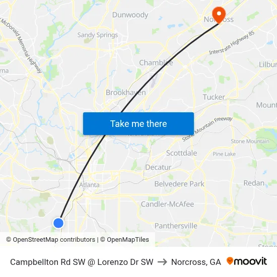 Campbellton Rd SW @ Lorenzo Dr SW to Norcross, GA map
