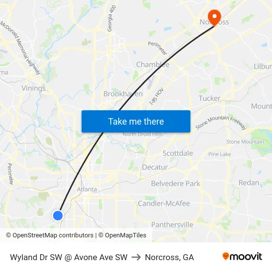 Wyland Dr SW @ Avone Ave SW to Norcross, GA map