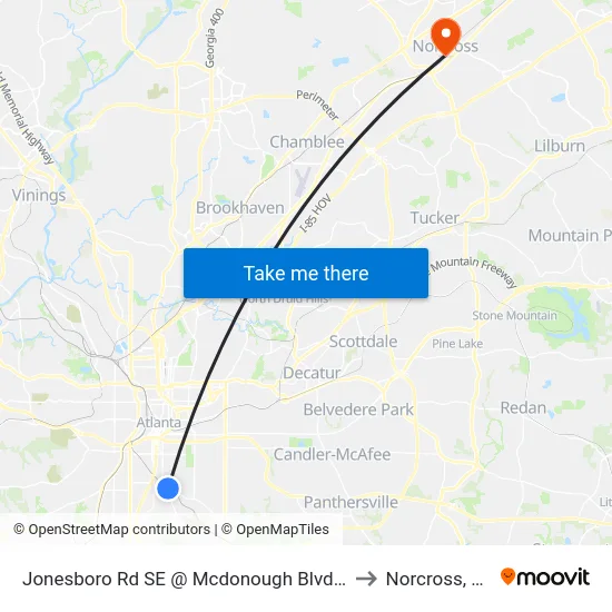 Jonesboro Rd SE @ Mcdonough Blvd SE to Norcross, GA map