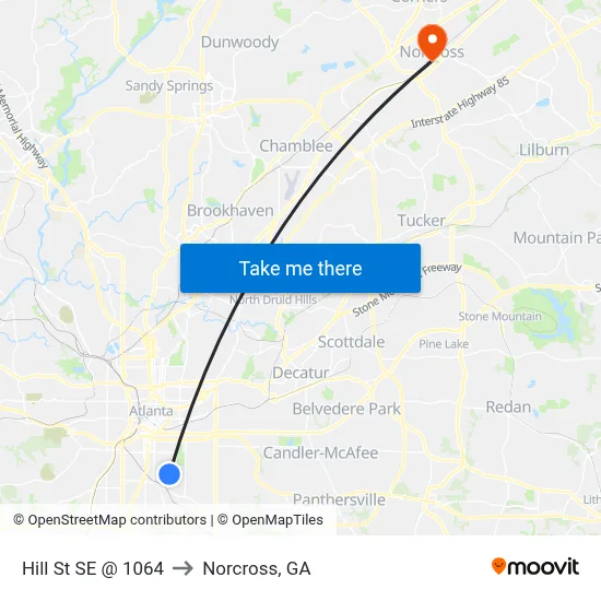 Hill St SE @ 1064 to Norcross, GA map