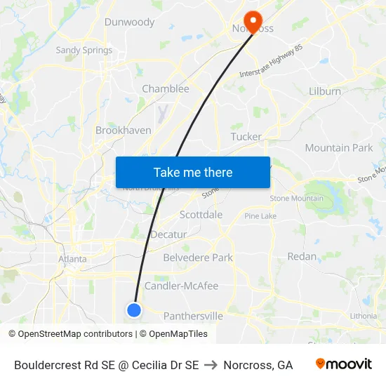 Bouldercrest Rd SE @ Cecilia Dr SE to Norcross, GA map