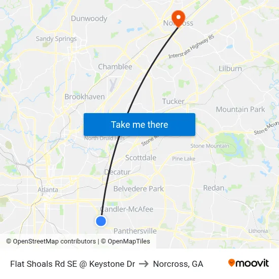 Flat Shoals Rd SE @ Keystone Dr to Norcross, GA map