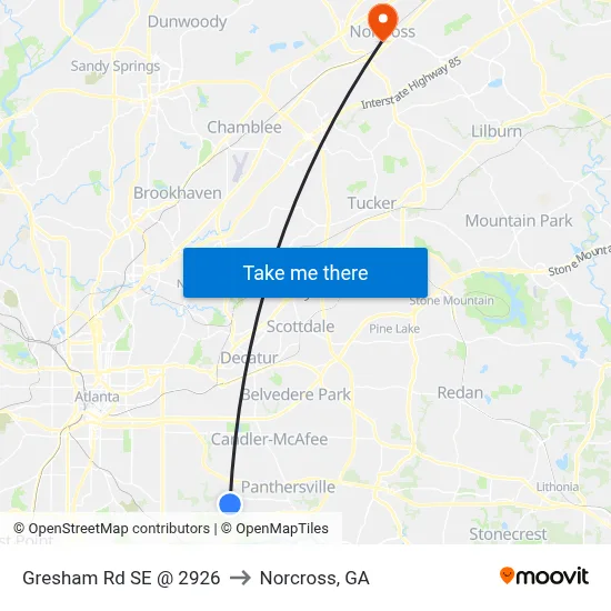 Gresham Rd SE @ 2926 to Norcross, GA map