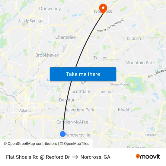 Flat Shoals Rd @ Rexford Dr to Norcross, GA map