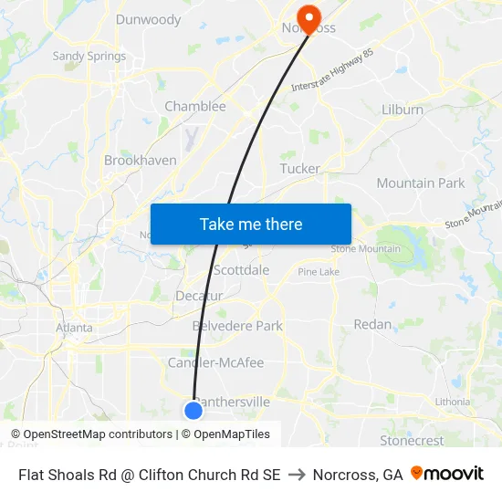 Flat Shoals Rd @ Clifton Church Rd SE to Norcross, GA map