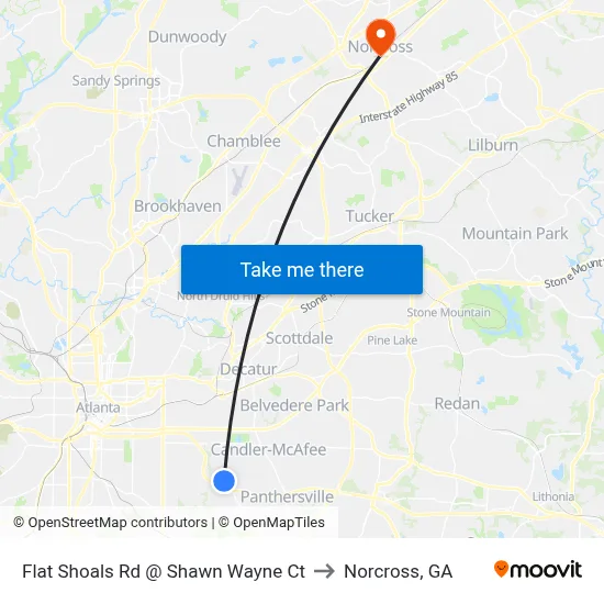 Flat Shoals Rd @ Shawn Wayne Ct to Norcross, GA map