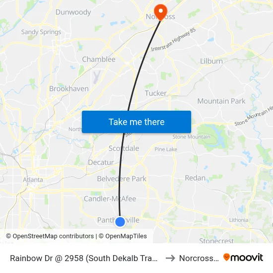 Rainbow Dr @ 2958 (South Dekalb Transfer Point) to Norcross, GA map