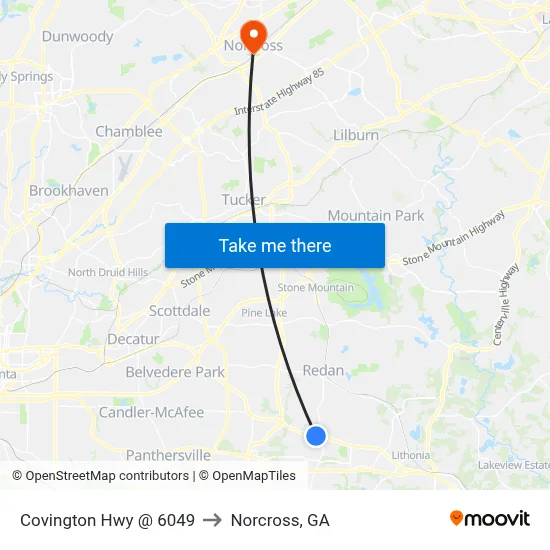 Covington Hwy @ 6049 to Norcross, GA map