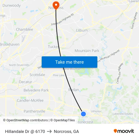 Hillandale Dr @ 6170 to Norcross, GA map
