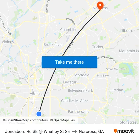 Jonesboro Rd SE @ Whatley St SE to Norcross, GA map