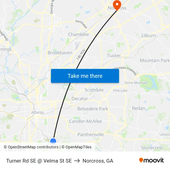 Turner Rd SE @ Velma St SE to Norcross, GA map