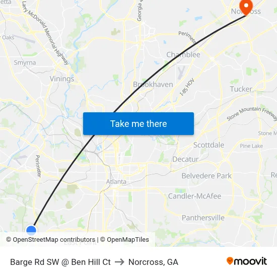 Barge Rd SW @ Ben Hill Ct to Norcross, GA map