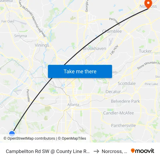 Campbellton Rd SW @ County Line Rd SW to Norcross, GA map