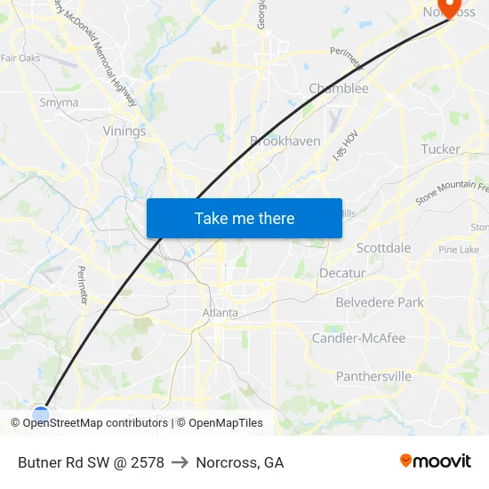 Butner Rd SW @ 2578 to Norcross, GA map
