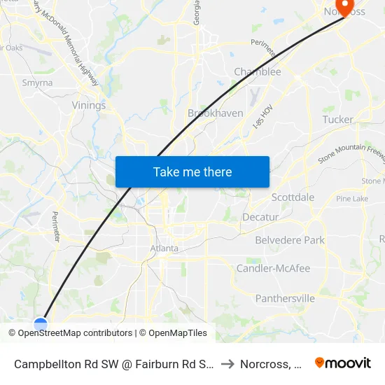 Campbellton Rd SW @ Fairburn Rd SW to Norcross, GA map