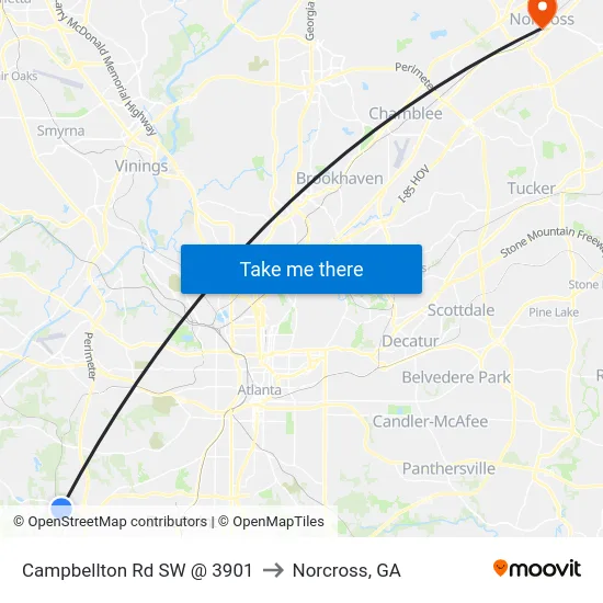 Campbellton Rd SW @ 3901 to Norcross, GA map