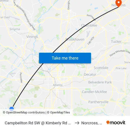 Campbellton Rd SW @ Kimberly Rd SW to Norcross, GA map