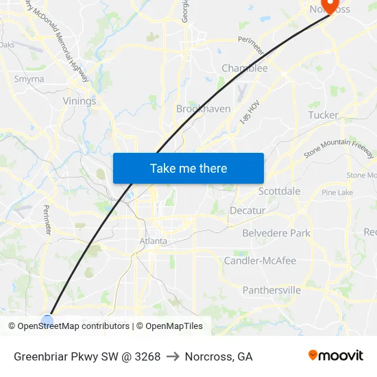Greenbriar Pkwy SW @ 3268 to Norcross, GA map