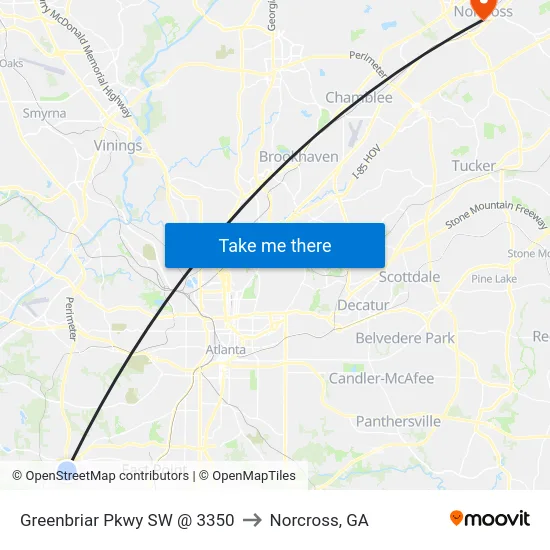 Greenbriar Pkwy SW @ 3350 to Norcross, GA map