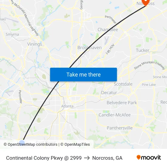 Continental Colony Pkwy @ 2999 to Norcross, GA map