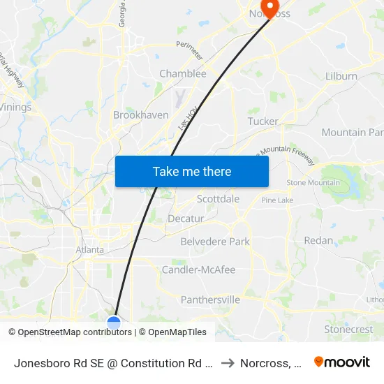 Jonesboro Rd SE @ Constitution Rd SE to Norcross, GA map