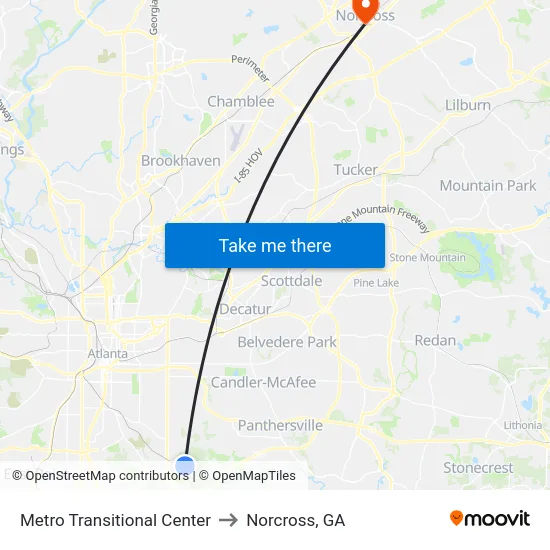 Metro Transitional Center to Norcross, GA map