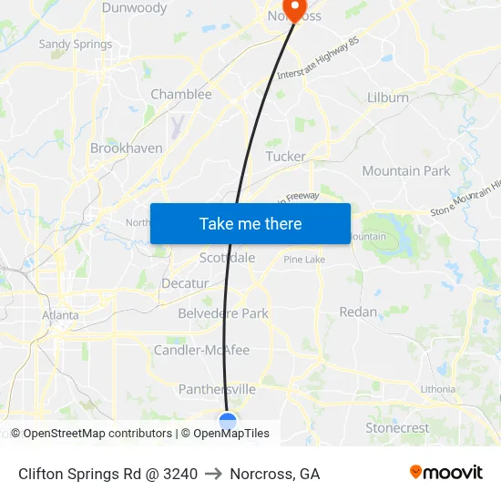 Clifton Springs Rd @ 3240 to Norcross, GA map