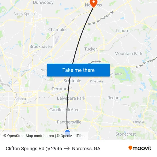 Clifton Springs Rd @ 2946 to Norcross, GA map