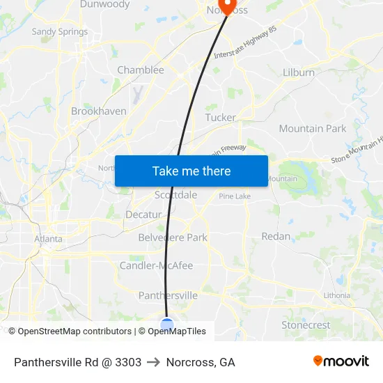 Panthersville Rd @ 3303 to Norcross, GA map