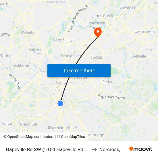 Hapeville Rd SW @ Old Hapeville Rd SW to Norcross, GA map