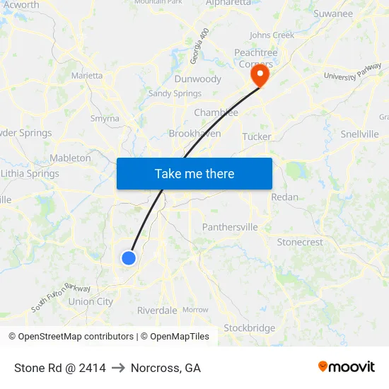 Stone Rd @ 2414 to Norcross, GA map