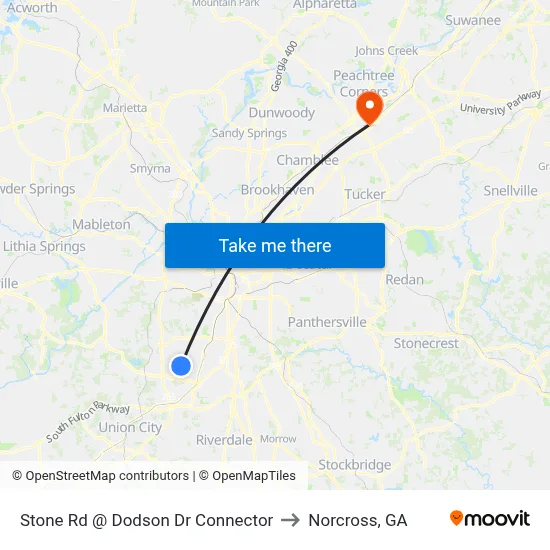 Stone Rd @ Dodson Dr Connector to Norcross, GA map