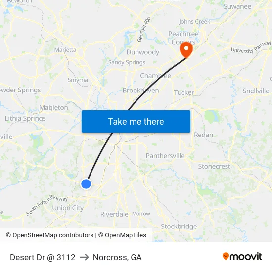 Desert Dr @ 3112 to Norcross, GA map