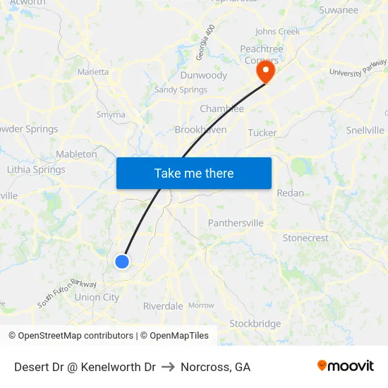 Desert Dr @ Kenelworth Dr to Norcross, GA map
