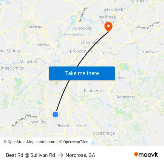Best Rd @ Sullivan Rd to Norcross, GA map