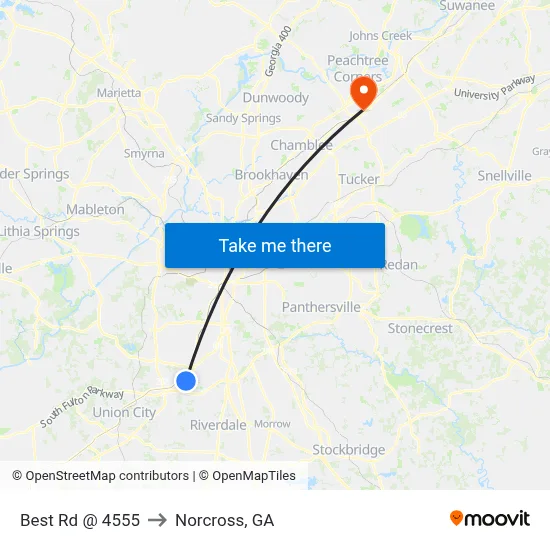 Best Rd @ 4555 to Norcross, GA map