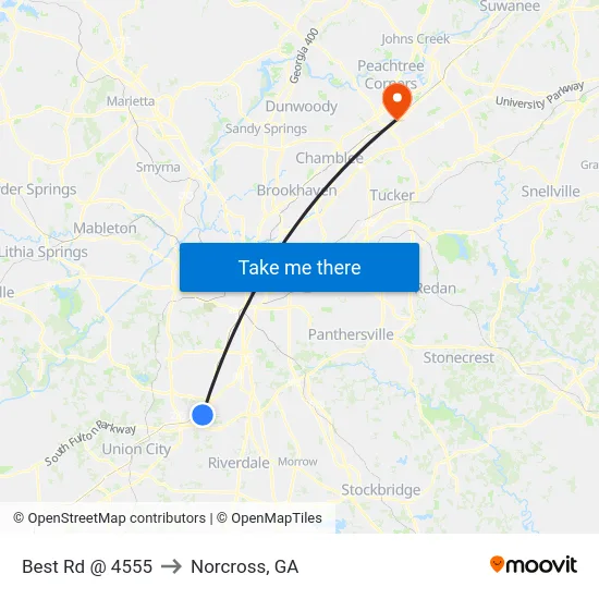 Best Rd @ 4555 to Norcross, GA map