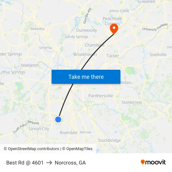 Best Rd @ 4601 to Norcross, GA map