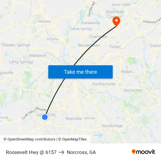 Roosevelt Hwy @ 6157 to Norcross, GA map