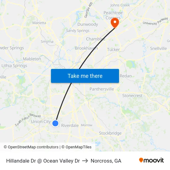 Hillandale Dr @ Ocean Valley Dr to Norcross, GA map