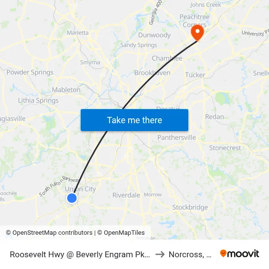 Roosevelt Hwy @ Beverly Engram Pkwy to Norcross, GA map