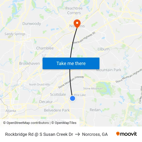 Rockbridge Rd @ S Susan Creek Dr to Norcross, GA map